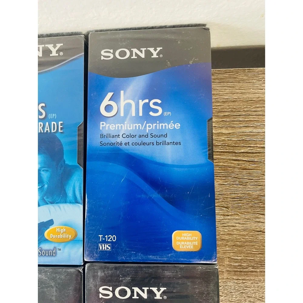 Sony Premium‎ VHS T120 6 Hour Blank Tapes Lot 6 Sealed Recordable Video